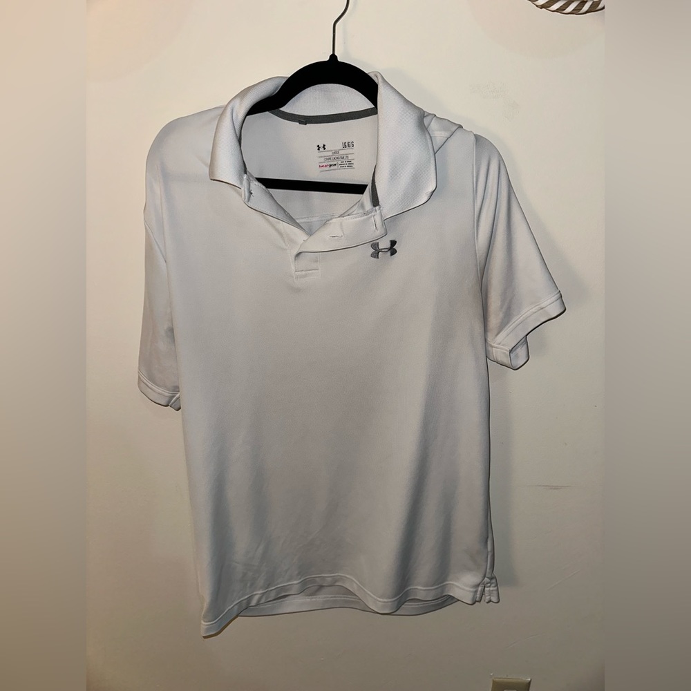 White Large Under Armor Polo